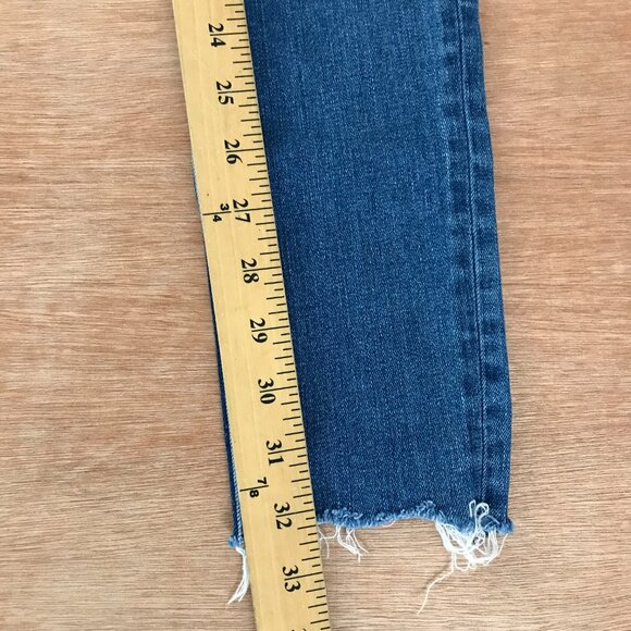 Rag & Bone Cate Mid Rise Ankle skinny Jeans Women size 24 Blue Distress Raw Hem - Picture 7 of 14